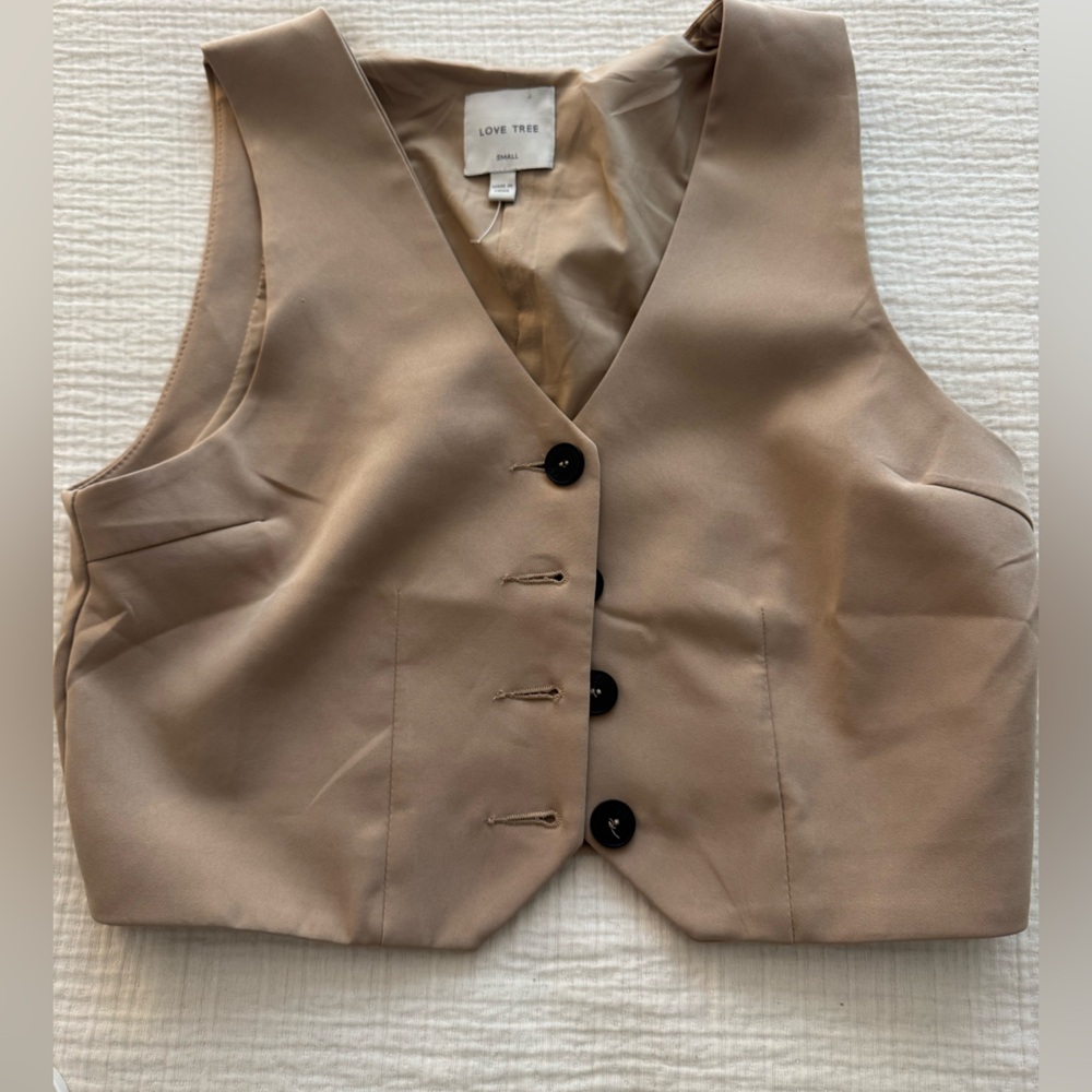 Neutral Tan Button-Front Vest